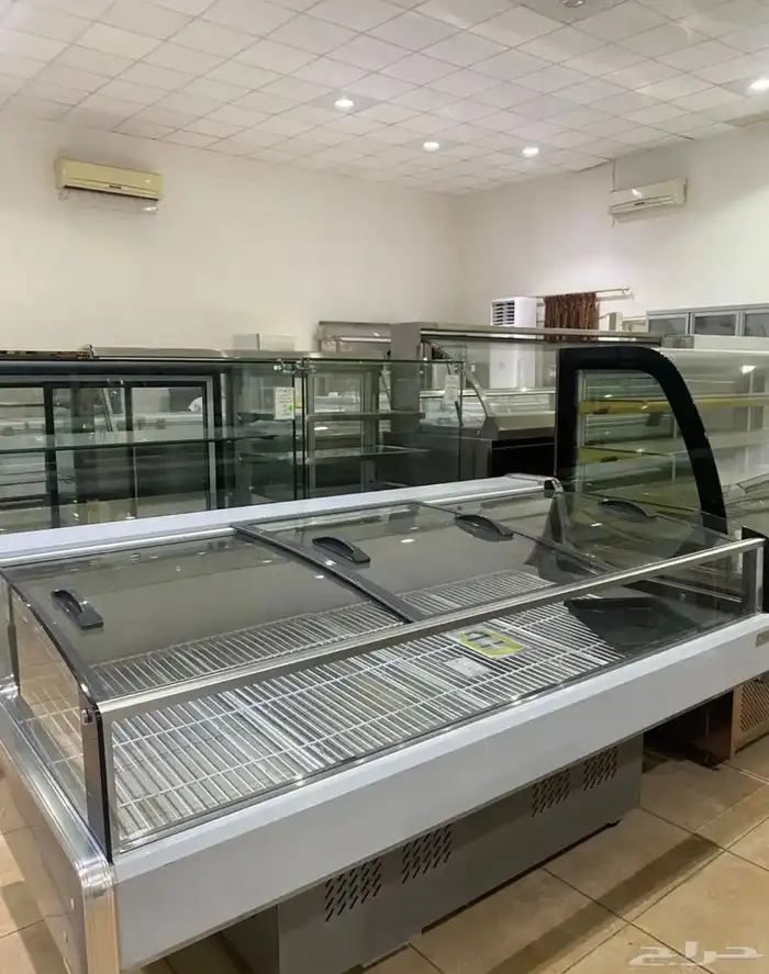 ثلاجات عرض اسماك و لحوم طازجة باب سحاب زجاج توصيل مجاني 1