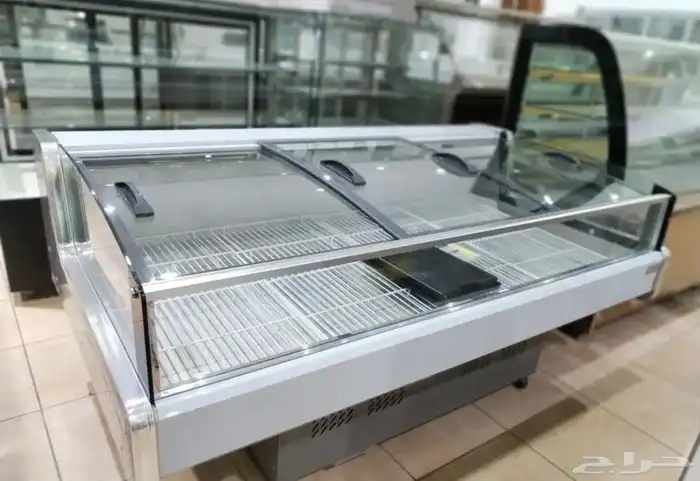ثلاجات عرض اسماك و لحوم طازجة باب سحاب زجاج توصيل مجاني 10