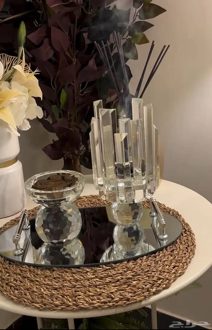 طقم مبخرة كريستال وحامل بخور او عطور 2