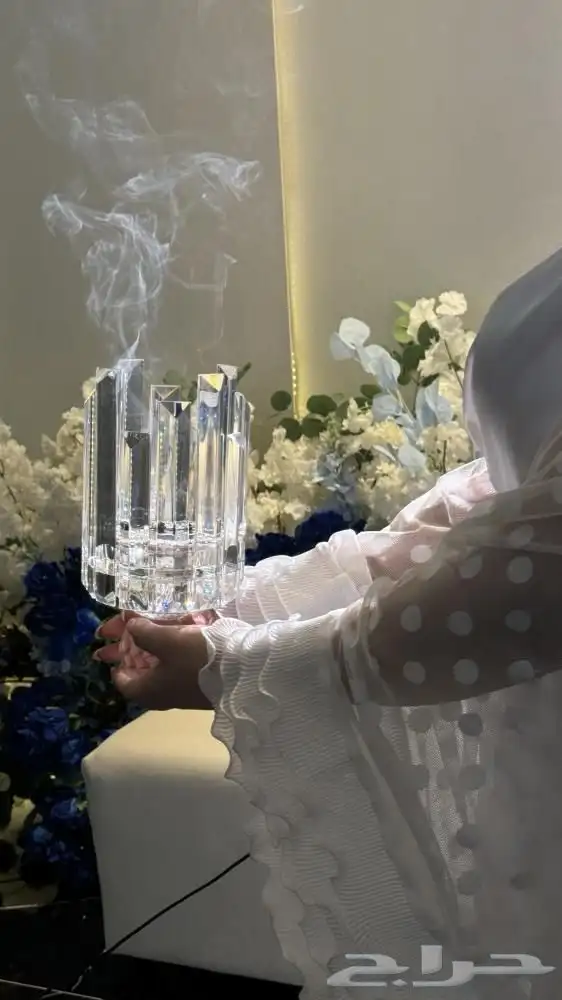 طقم مبخرة كريستال وحامل بخور او عطور 4