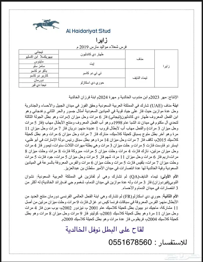 للبيع فرس واهو 1