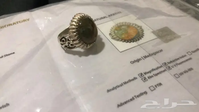 خاتم رجالي مدغشقري بحجر ملون 0
