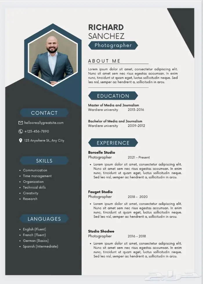 تصميم سيرة ذاتية ب احترافية ودقة CV 8