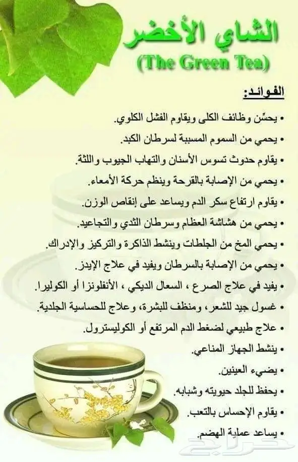 شاي اخضر صحي مفيد جدا والقضاء على الدهون 0