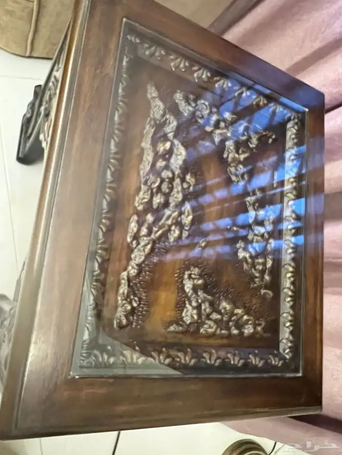 طاولات ضيوف صالون بني خشب ممتاز 3 قطع 4