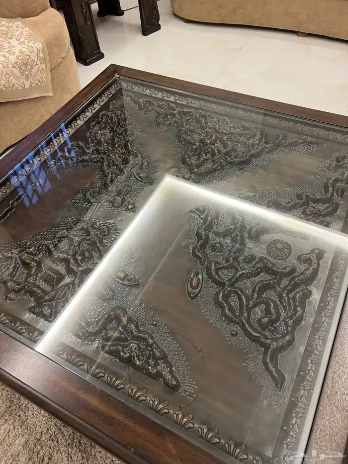 طاولات ضيوف صالون بني خشب ممتاز 3 قطع 2