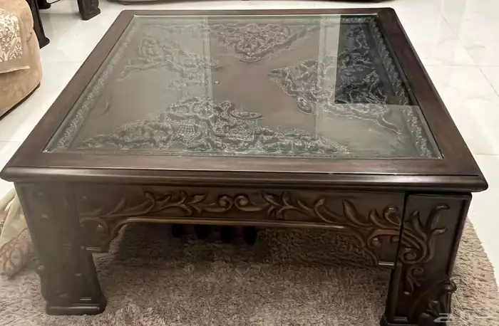 طاولات ضيوف صالون بني خشب ممتاز 3 قطع 1