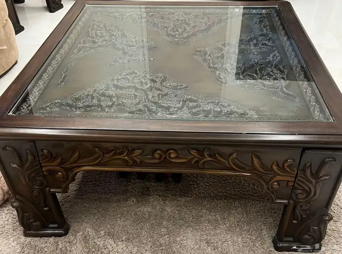 طاولات ضيوف صالون بني خشب ممتاز 3 قطع 3