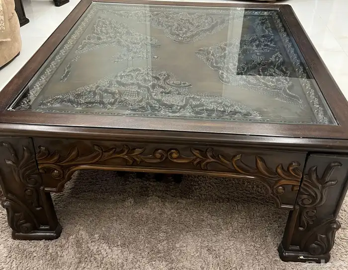 طاولات ضيوف صالون بني خشب ممتاز 3 قطع 0