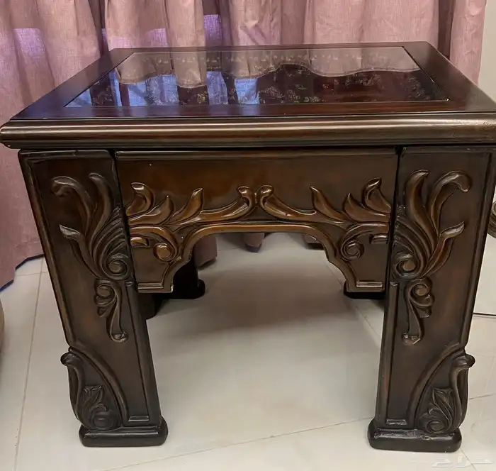 طاولات ضيوف صالون بني خشب ممتاز 3 قطع 6