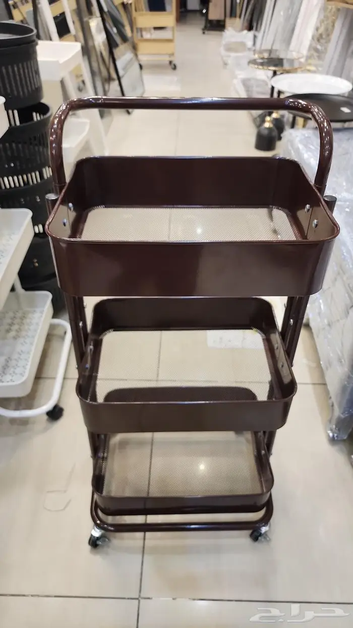 عربة معدنية متحركة بعجلات من 3 طبقات قائم للمنزل والمكتب 5