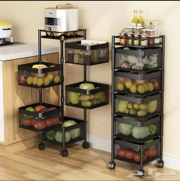 رف تخزين بعربات دوارة قائمة متعددة الطبقات للخضروات 12