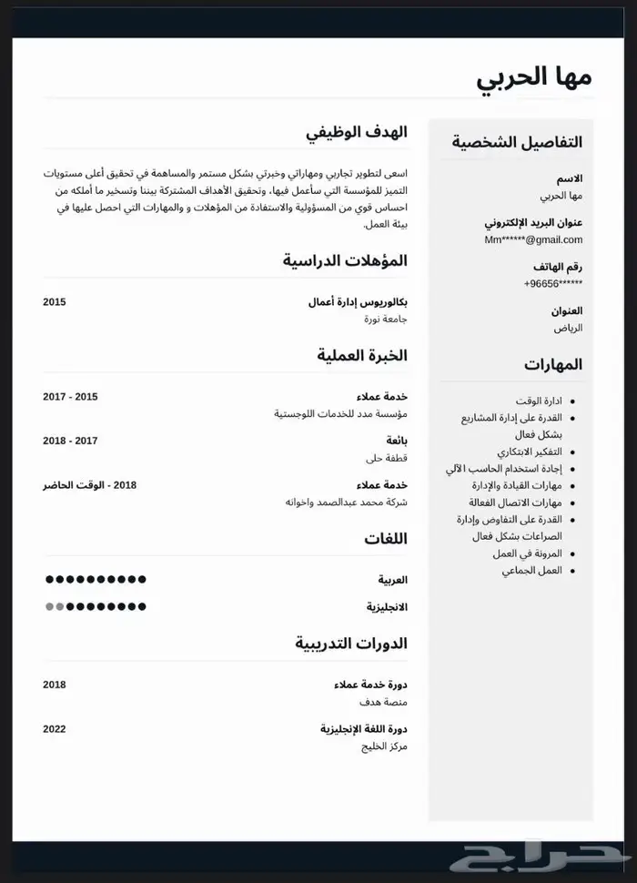سيرة ذاتية احترافيةpdfبنفس اليوم ATS 1