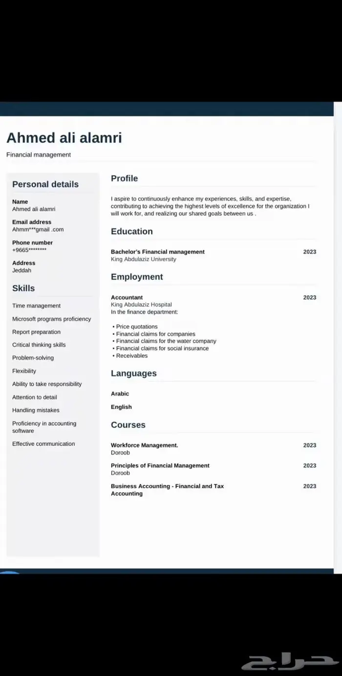سيرة ذاتية احترافيةpdfبنفس اليوم ATS 8