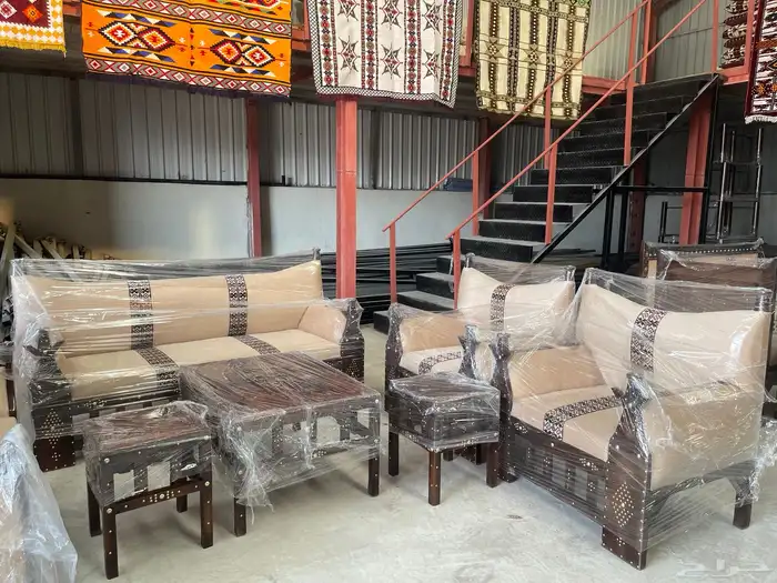 طقم كراسي خشب سويد طقم 7اشخاص كراسي خارجية جلسات شعبية 1