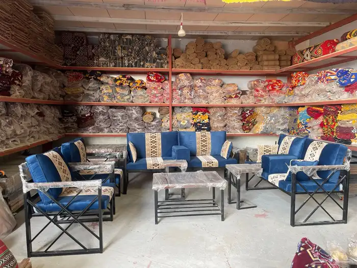 طقم كراسي خشب سويد طقم 7اشخاص كراسي خارجية جلسات شعبية 9