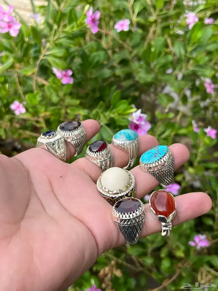 خواتم فضه بحجار كريمه اصليه منوعه 1