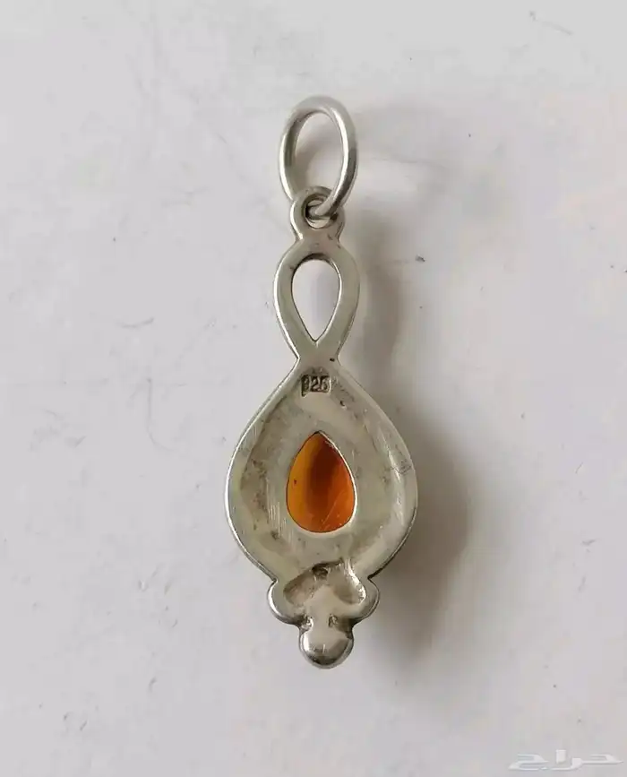 تعليقة  فضة بعنبر الكهرمان الأصلي 6