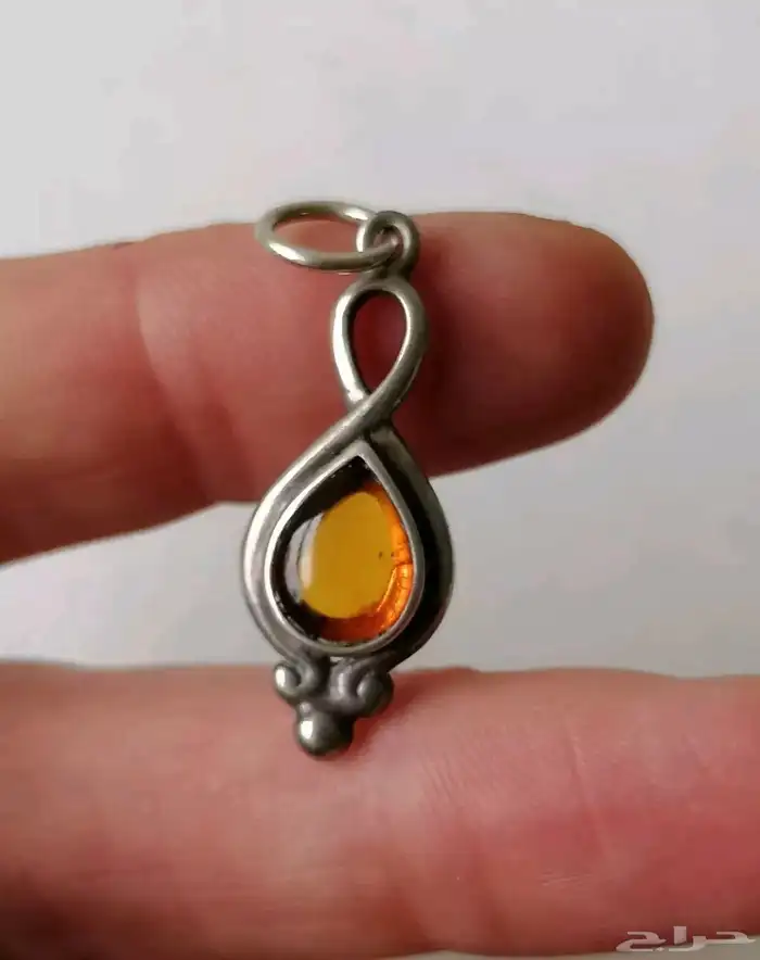 تعليقة  فضة بعنبر الكهرمان الأصلي 7