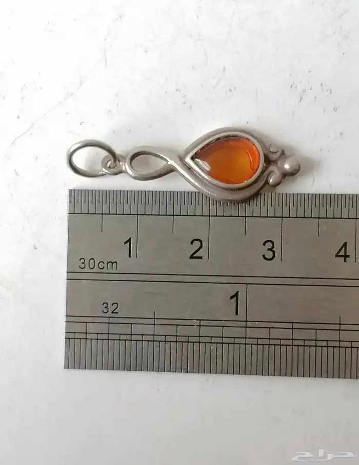 تعليقة  فضة بعنبر الكهرمان الأصلي 12