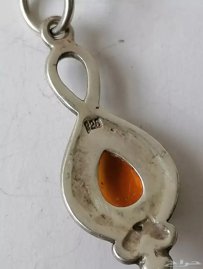 تعليقة  فضة بعنبر الكهرمان الأصلي 9