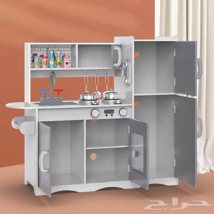 مطبخ أطفال خشب متكامل الحجم الكبير مع كامل الملحقات المميزة 5