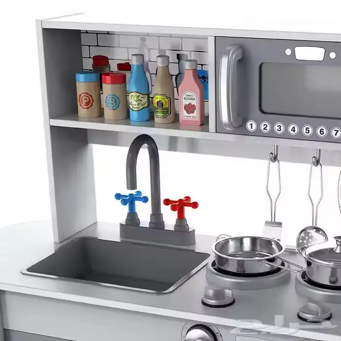 مطبخ أطفال خشب متكامل الحجم الكبير مع كامل الملحقات المميزة 3