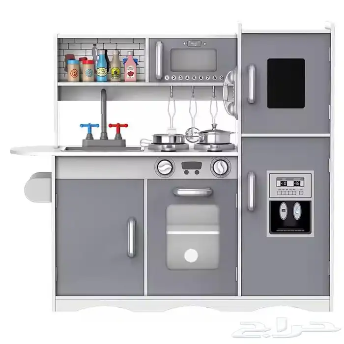 مطبخ أطفال خشب متكامل الحجم الكبير مع كامل الملحقات المميزة 0