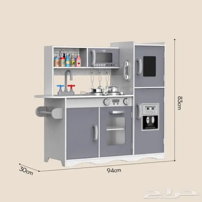 مطبخ أطفال خشب متكامل الحجم الكبير مع كامل الملحقات المميزة 4