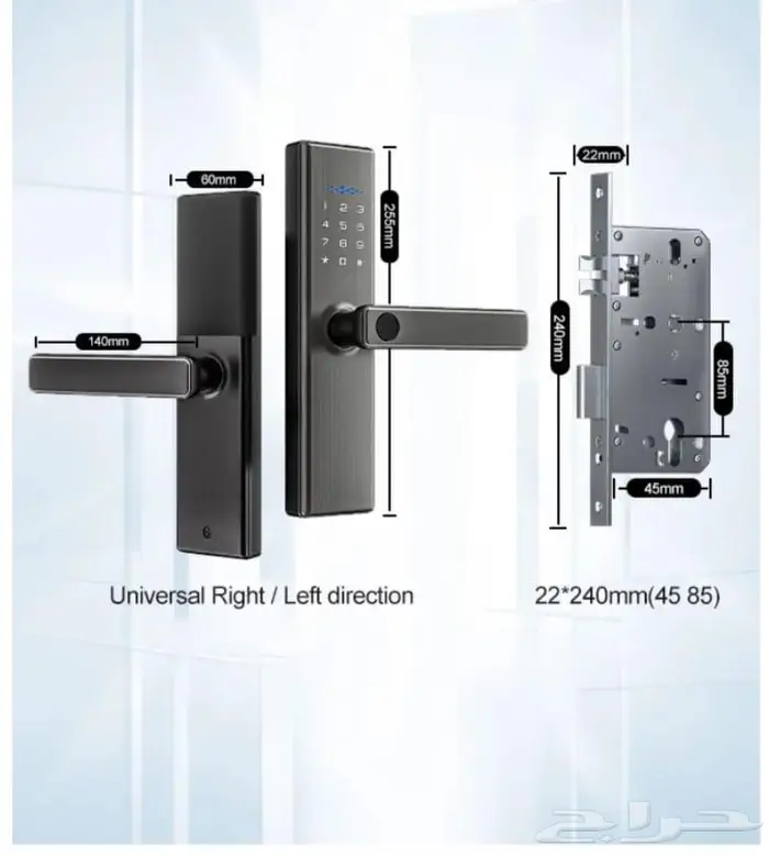 قفل باب ذكي يعمل بالبصمة والرقم السري و الكارد و المفتاح 0