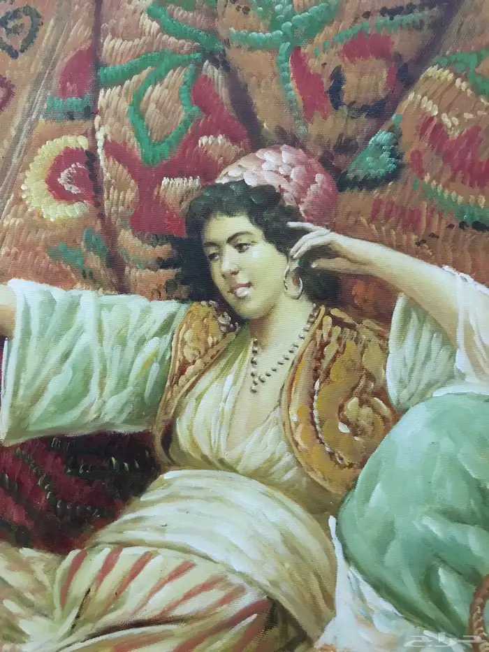 لوحة من الفن القديم الجارية تؤنس سيدتها 1