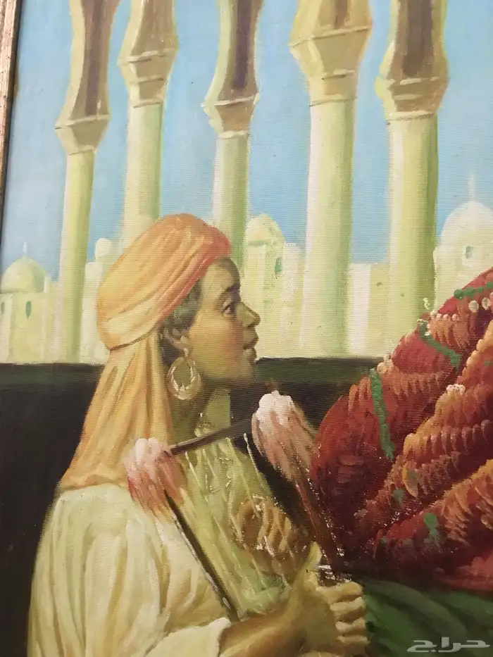 لوحة من الفن القديم الجارية تؤنس سيدتها 2
