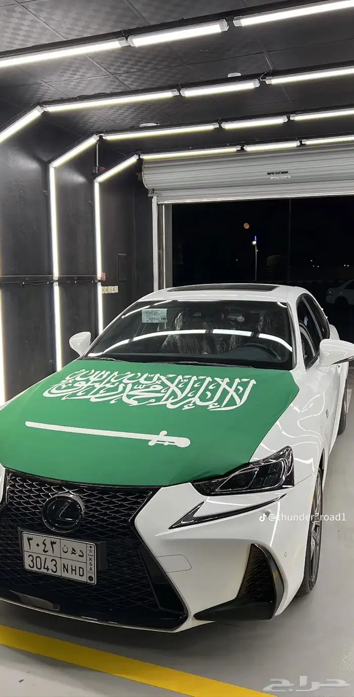 علم السعودية على كبوت السيارة قناع تنكري 1