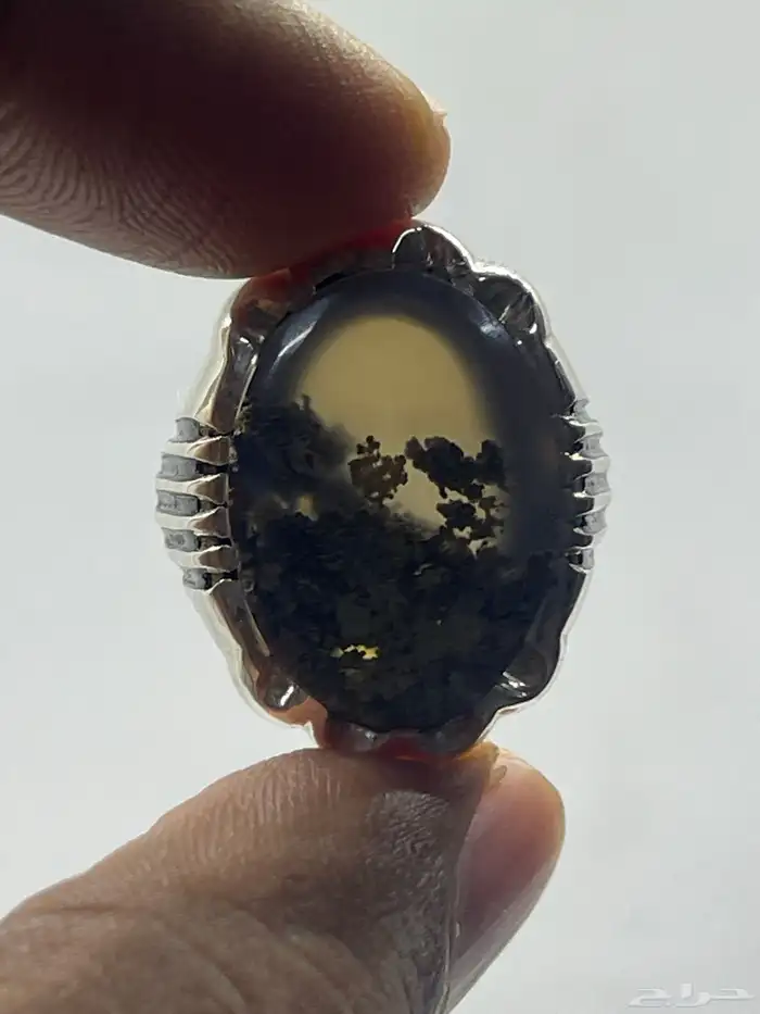 خاتم عقيق يمني طحلبي فاخر صياغات عارف 23