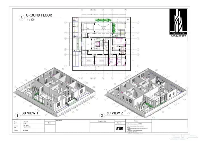 مهندس معماري و تصميم داخلي مخططات 2D و 3D 1