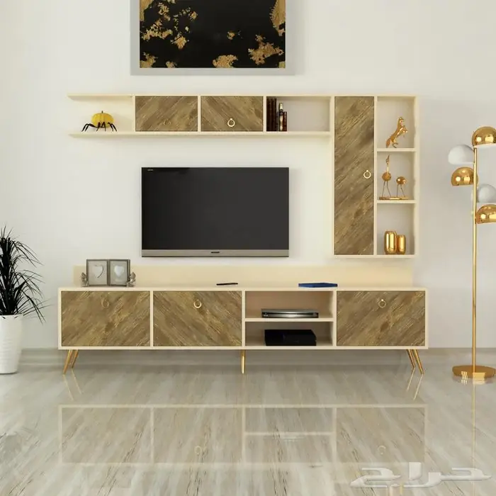 طاولة تلفاز مع رف علوي 1