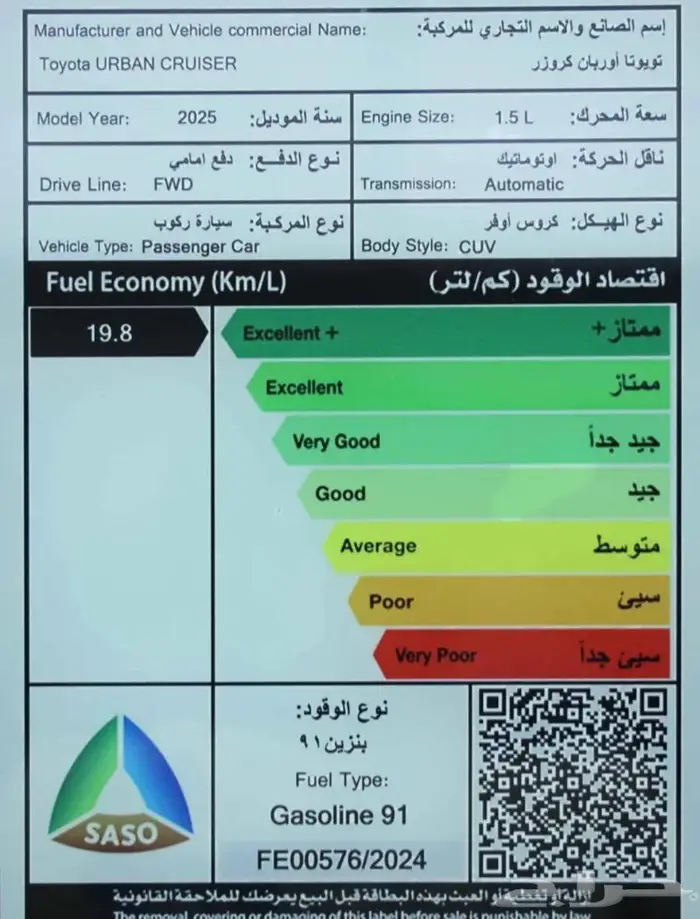 افضل العروض التمويليه تويوتا اوربان كروزر ستاندر 2024 14