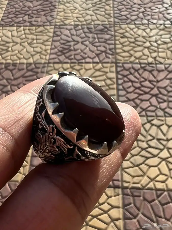عقيق كبدي يماني بلطخة زعفران 5