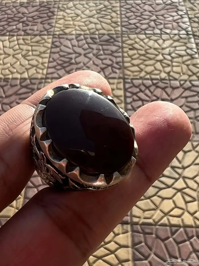 عقيق كبدي يماني بلطخة زعفران 6