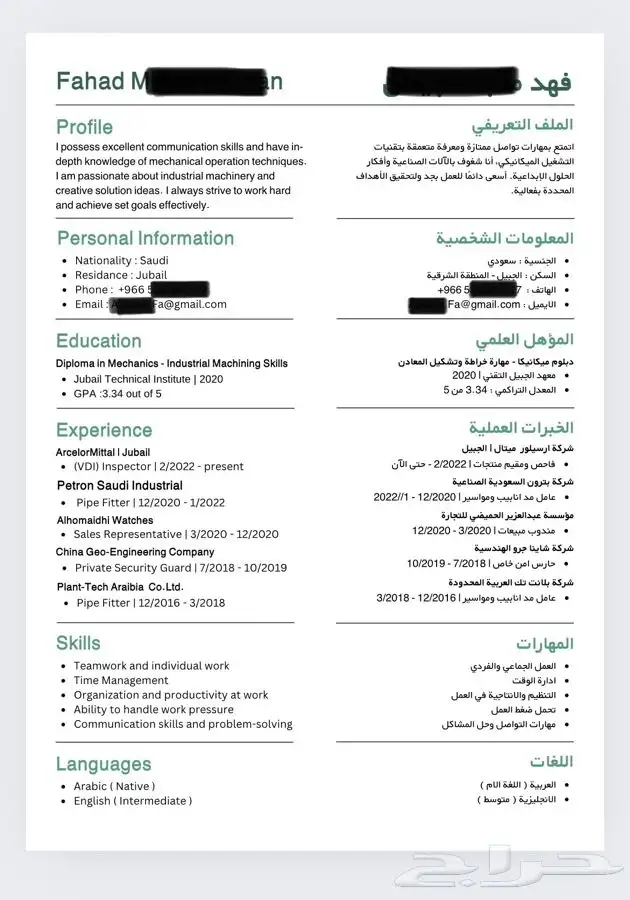 مصممة سيرة ذاتية احترافية 14