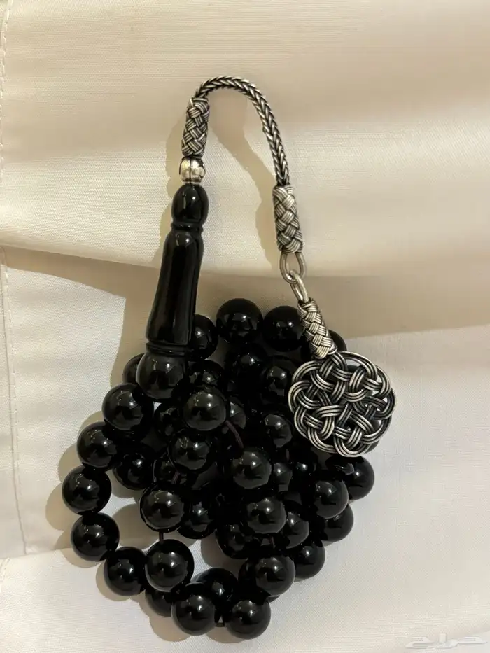 سبحة بكلايت اسود فضة 3