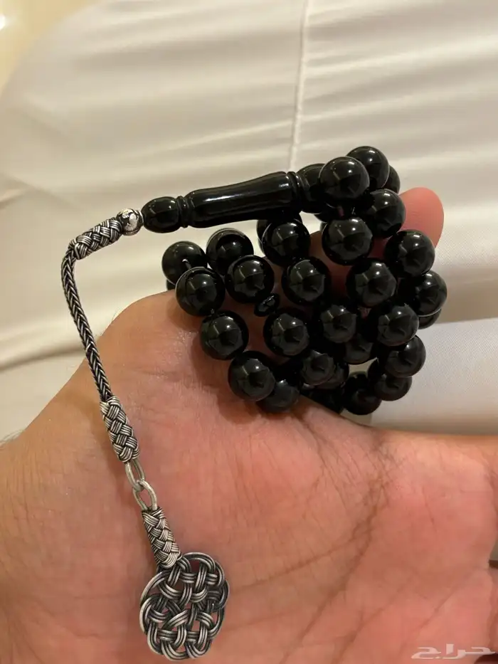 سبحة بكلايت اسود فضة 5