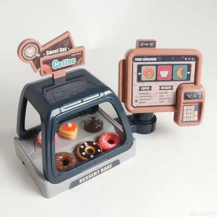 لعبة ستاند كاشير ومتجر قهوة للأطفال مع عدة ملحقات إضافية 6