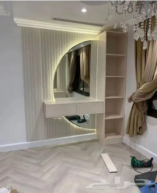 فني ديكورات ارفف شاشات خشبيه وجبسيه بديل خشب بديل رخام 11