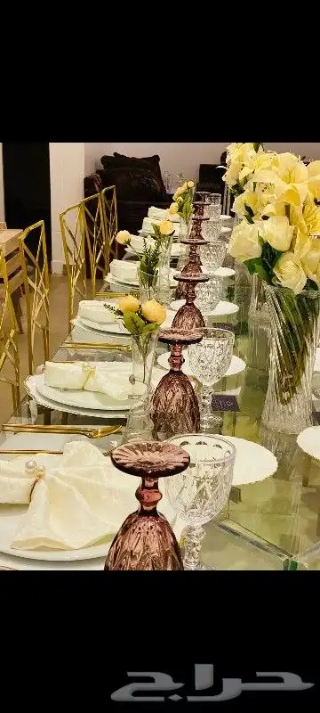 تأجير طاولات طعام كراسي ديور كراسي شفاف استقبال زجاج 4