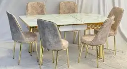 طاولات طعام تركي خشب زجاج قابلة للتصغير والتكبير 4 و 6 كراسي 15