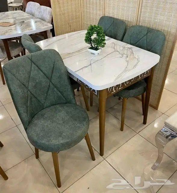 طاولات طعام تركي خشب زجاج قابلة للتصغير والتكبير 4 و 6 كراسي 3