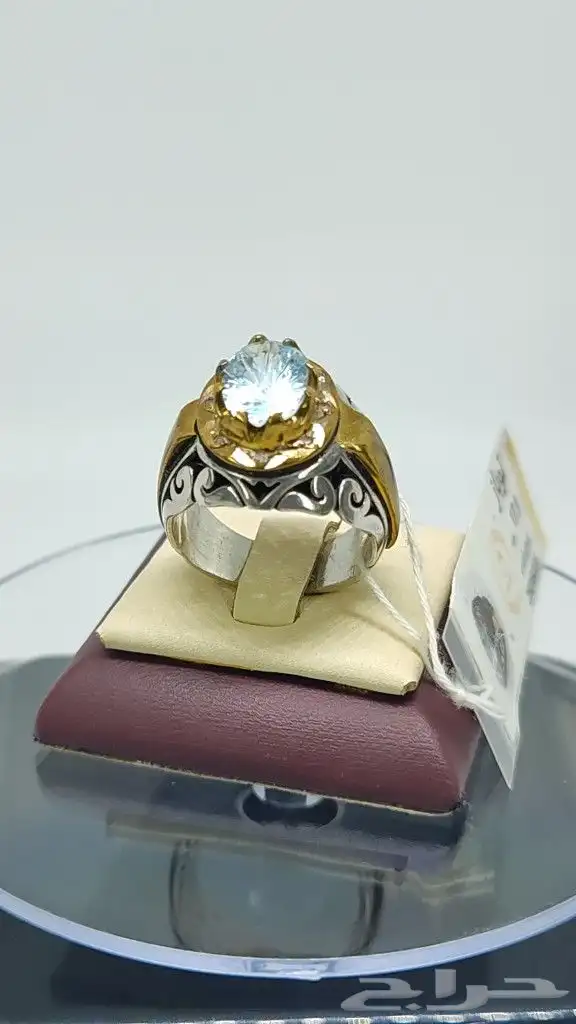 خاتم توباز مرصع ب 8 قطع ألماس 2