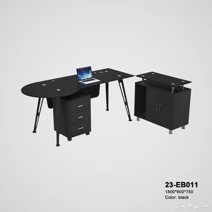 مكاتب زجاج مكتب ابيض مودرن محطات عمل ابيض مكتب لون اسود 1