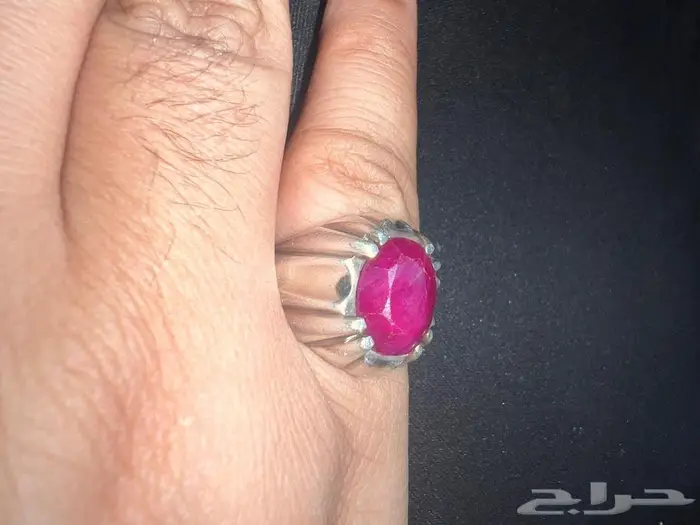خاتم فضة رجالي فاخر حجر ياقوت زامبي 4